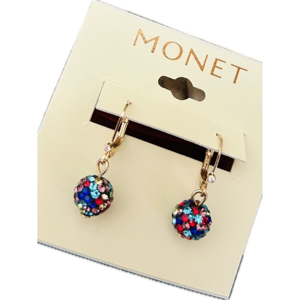 Monet Multicolor Bright GoldToned Crystal Ball Drop Fashion Drop Earrings